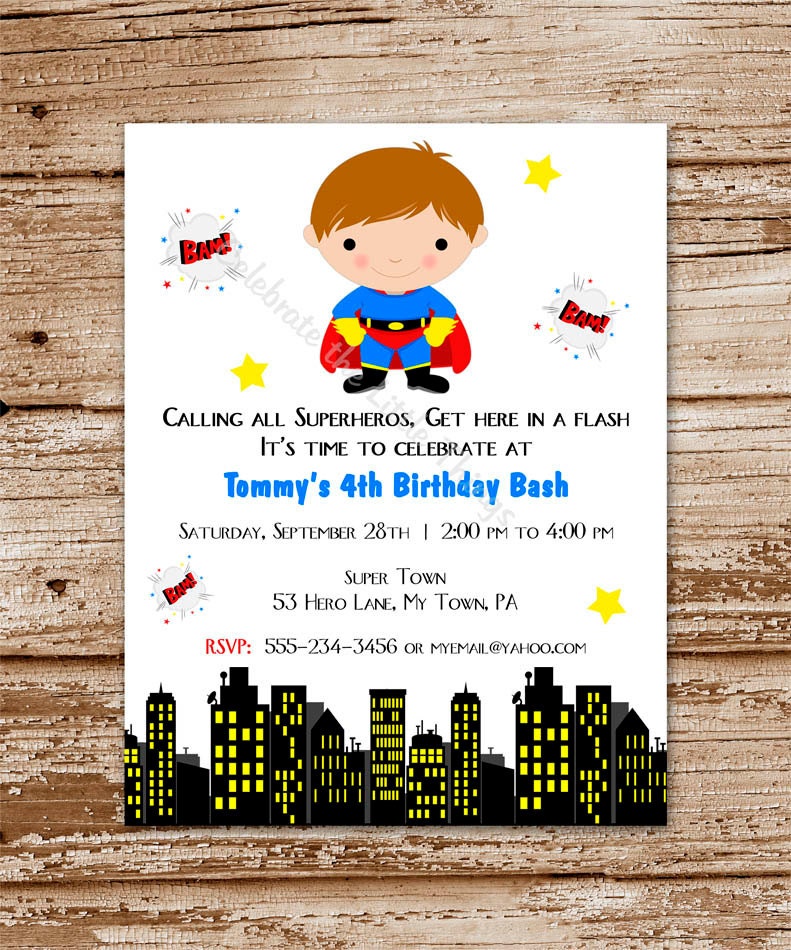Super HERO Invitation / Personalized / SuperHero (Boy and Girl) / Printable PDF File Il_570xn