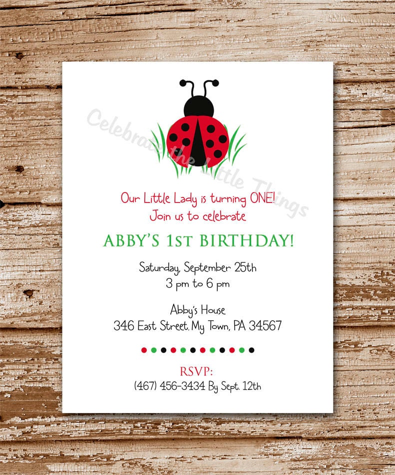 Ladybug Invitation / Garden Lady / Personalized / Printable PDF File Il_570xn