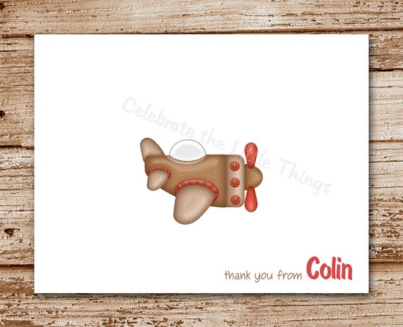 Set of 8 / Airplane Note Cards / Personalized Stationery / Vintage Plane Il_570xn