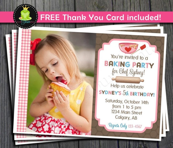 Baking Party Invitation - FREE Thank You Card included Il_570xn
