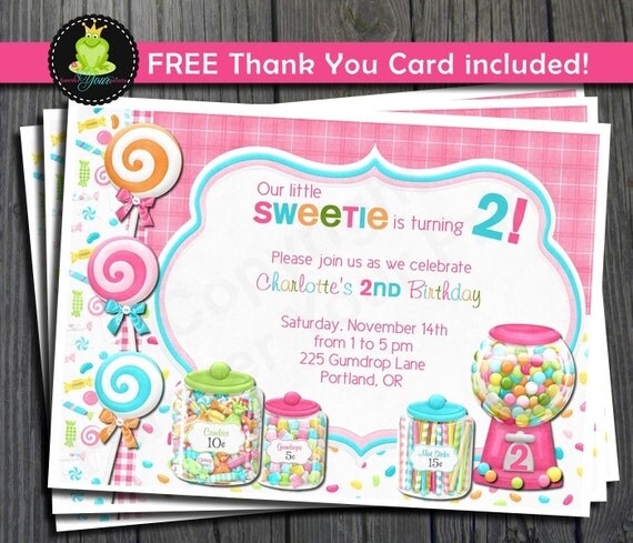 Sweet Shoppe Invitation - FREE Thank You Card included Il_570xn