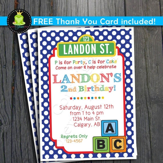 Sesame Street Birthday Invitation - FREE Thank You Card Included Il_570xn