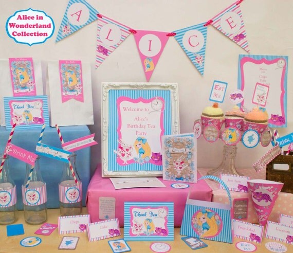 Alice in Wonderland Party DIY Printable Kit - INSTANT DOWNLOAD Il_570xn