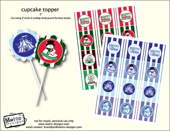 Winter Carnival Cupcake Toppers - Digital File Il_570xn