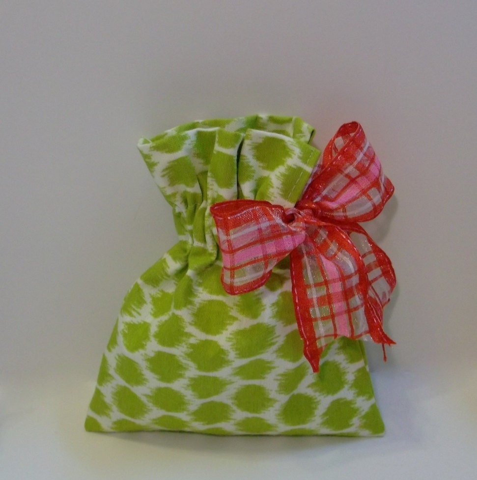 JEWELRY GIFT BAG Christmas fabric gift wrap drawsting ribbon tie ...