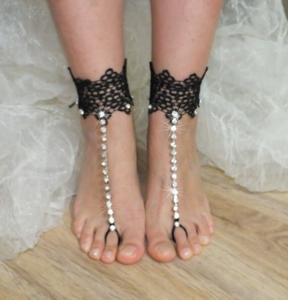 Items Similar To Bridal Anklet Black Beach Weddi