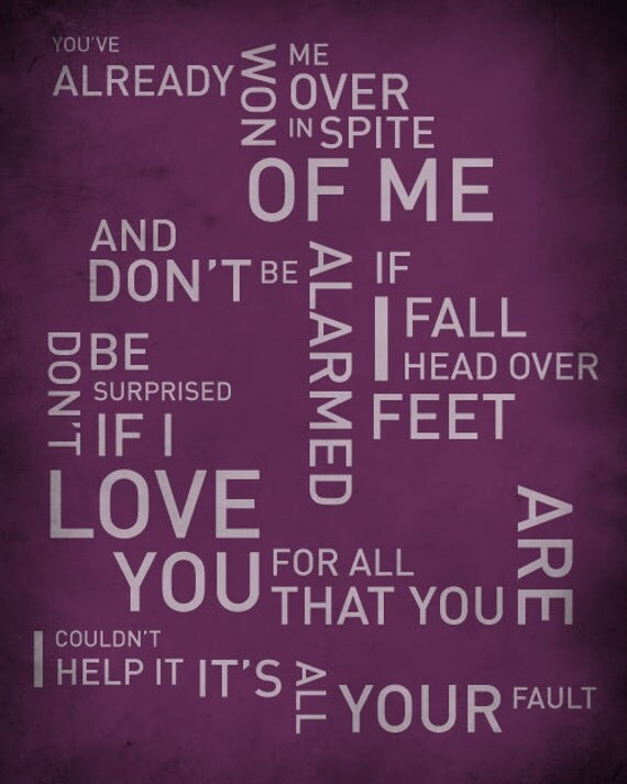 Head Over Feet Lyric Word Art Print by LilDreamerCreative on Etsy