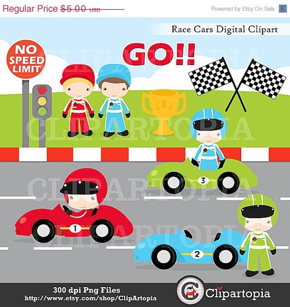 ON SALE Race Cars Digital Clipart / Racing Cars For Personal and Commercial use/INSTANT Download Il_570xn