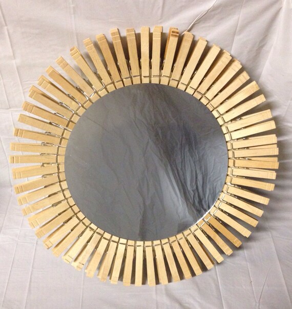 Medium Clothespin Sunburst Mirror. by RandomCraftsBySundee on Etsy