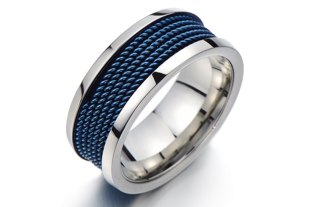 Steel Mesh Inlay/Mans Stainless Steel Ring/Mens Rings for Him/Gift ...