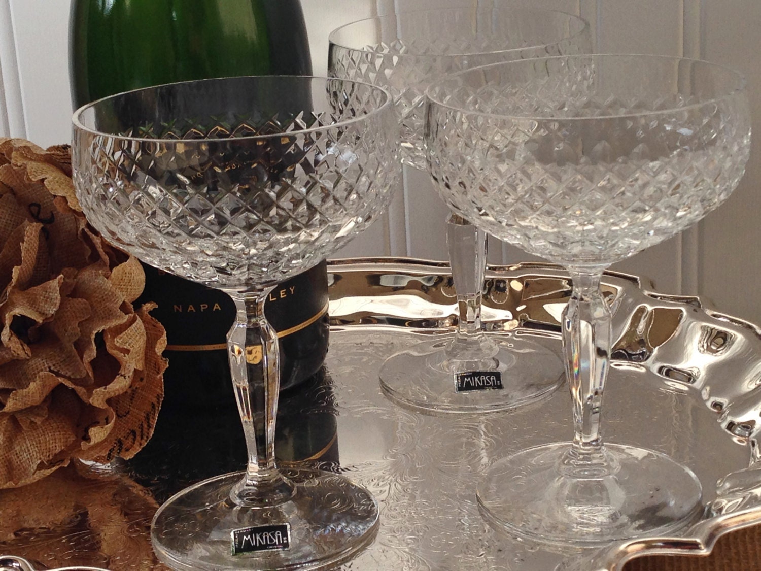 Set of 6 Crystal Mikasa Champagne Coupe Cocktail by RedouxChic