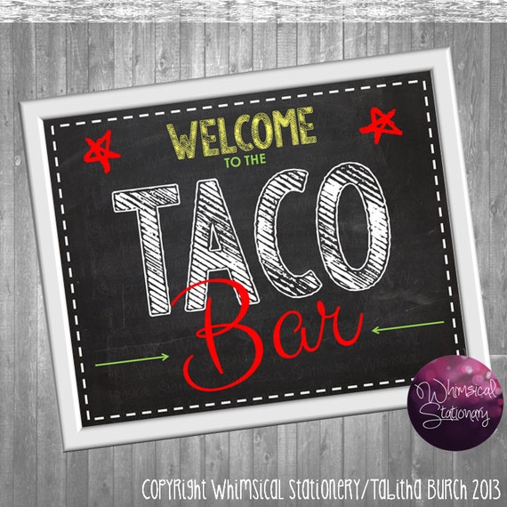 Taco Bar Party Food Table Sign (Printable File Only); Printable Party