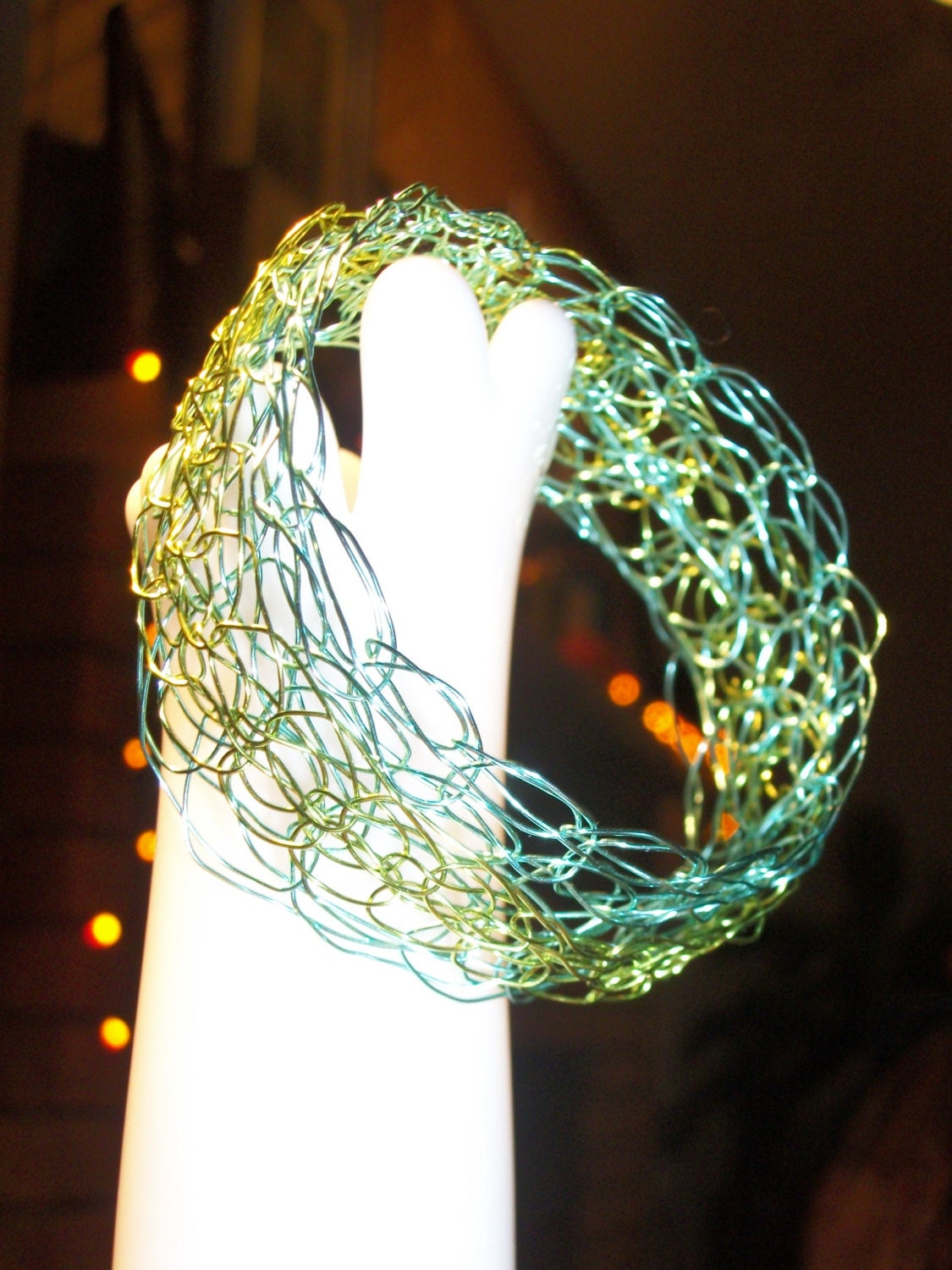 Two Tone Crochet Wire Bangle