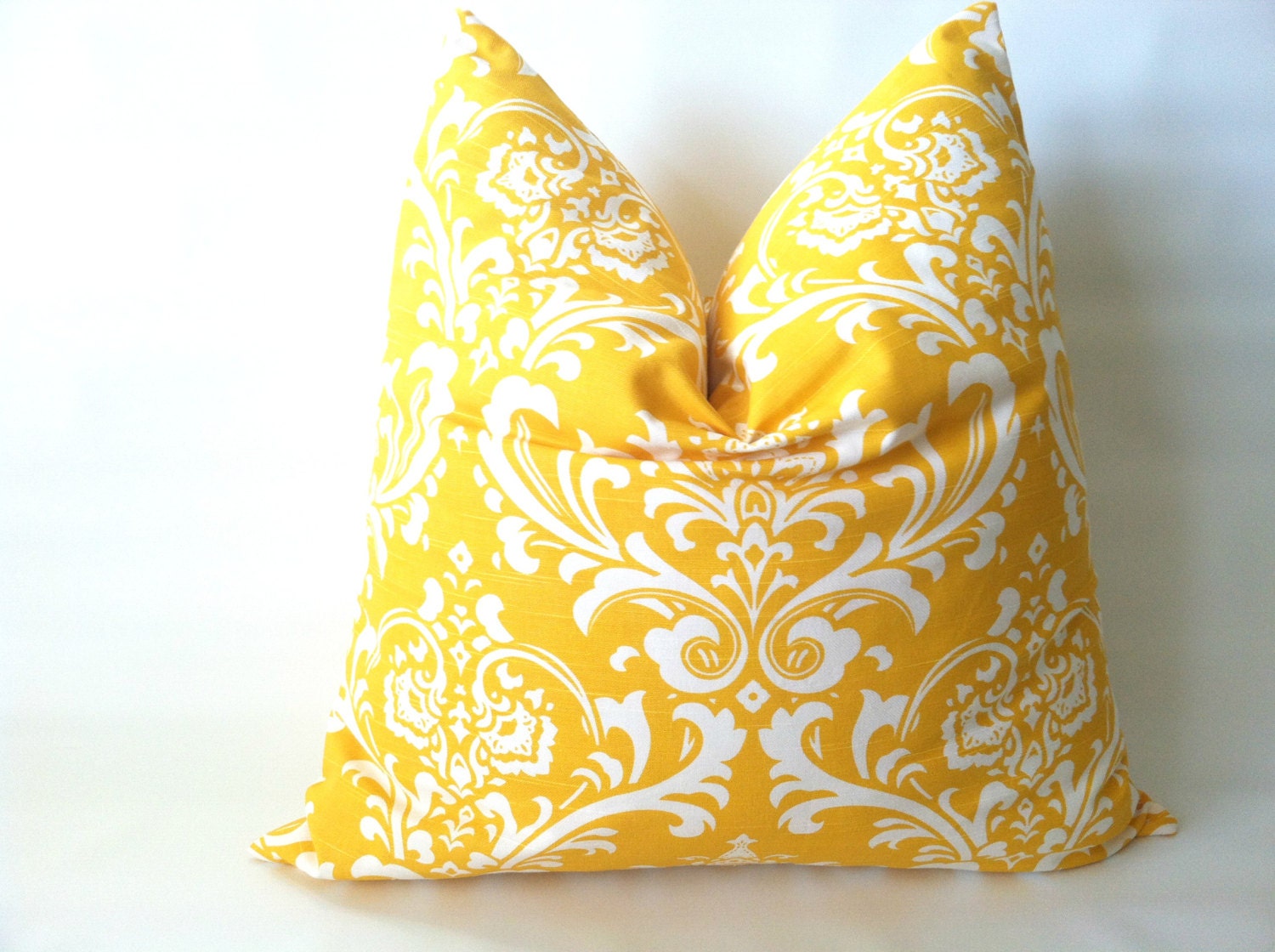 Fall Euro Pillow Covers 24 x 24, One, Sunny Yellow Damask Cushion