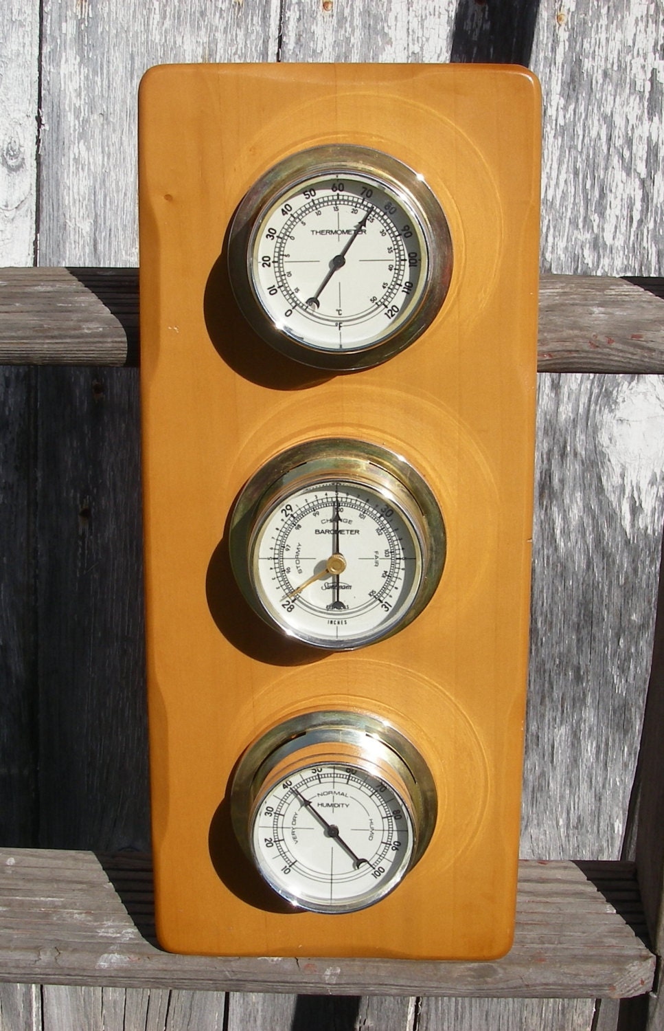 Vintage Wood Sunbeam 3 Gauge Weather by tnjsvintagetreasures