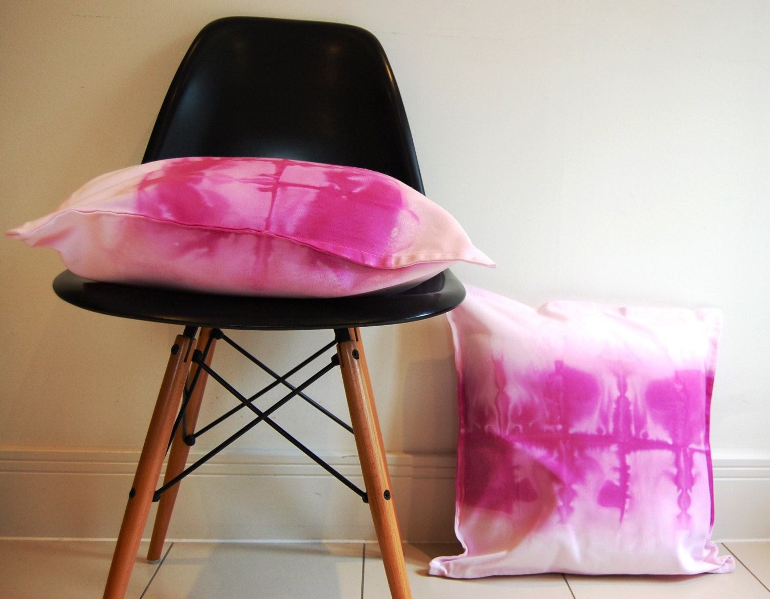 Radiant orchid purple pink dip dyed watercolour square cushion cover pillow - NobleAndIron