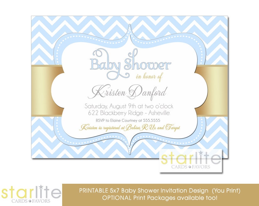  blue and gold baby shower invitations