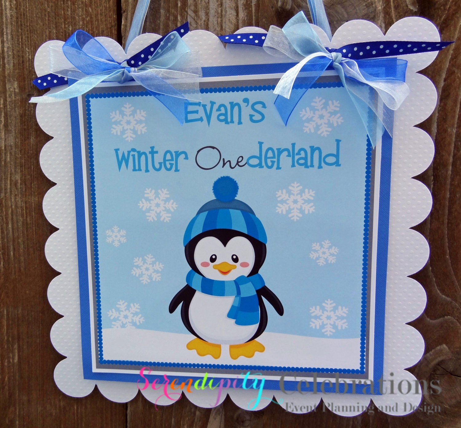 Mr. Blue Penguin Collection Door Sign, Party Sign, Hanging Sign -Penguin -Christmas -Seasonal -Baby Shower -Birthday Il_570xn