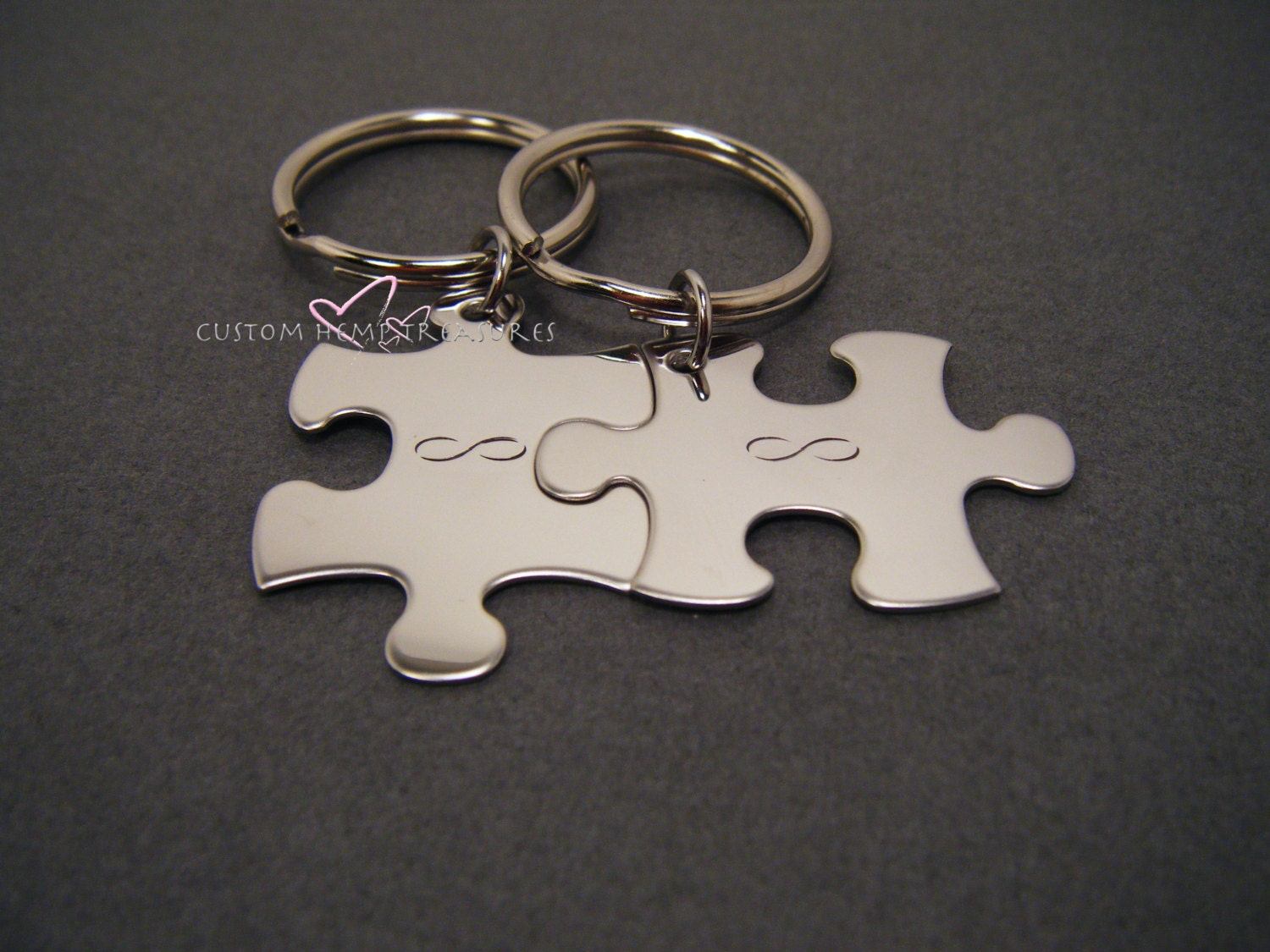 Infinity Puzzle Piece Keychain for couples by customhemptreasures