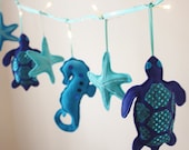 Blue Sea turtle fairy lights -  sea turtle theme, turtle room decor, blue nursery - ButtonOwlBoutique