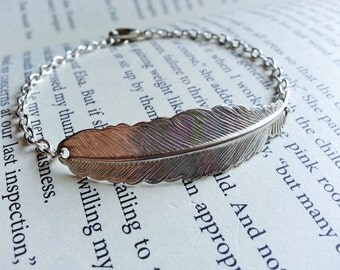 Items similar to Embroidery Wrapped Feather Friendship Bracelet with