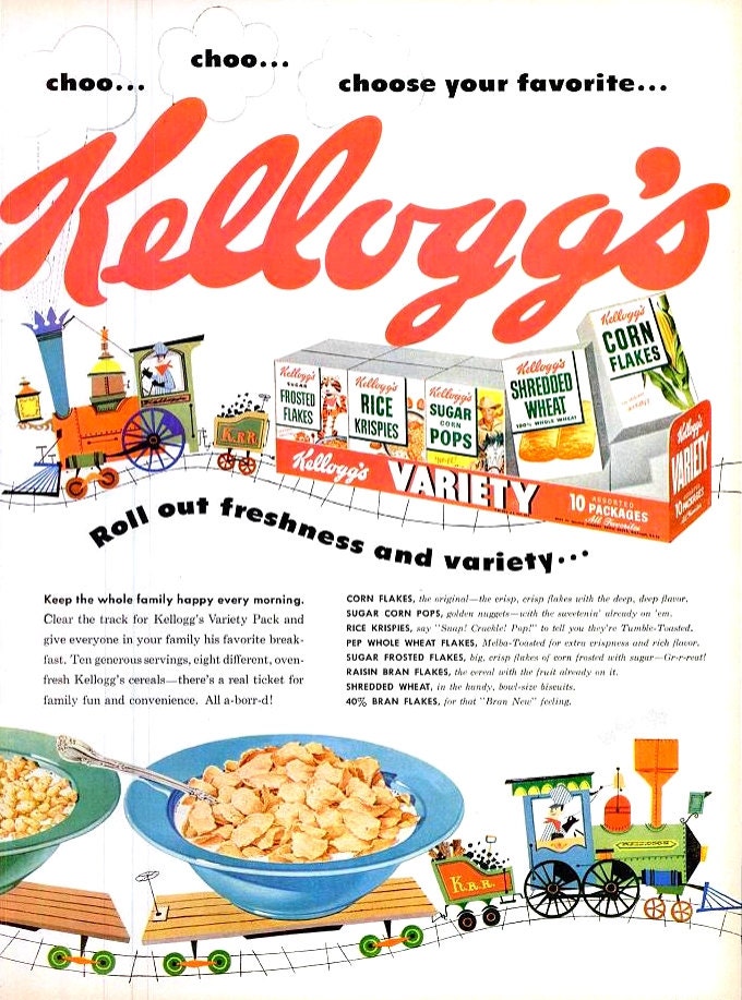 1953 Kellogg S Variety Cereal Print Poster Corn Flakes