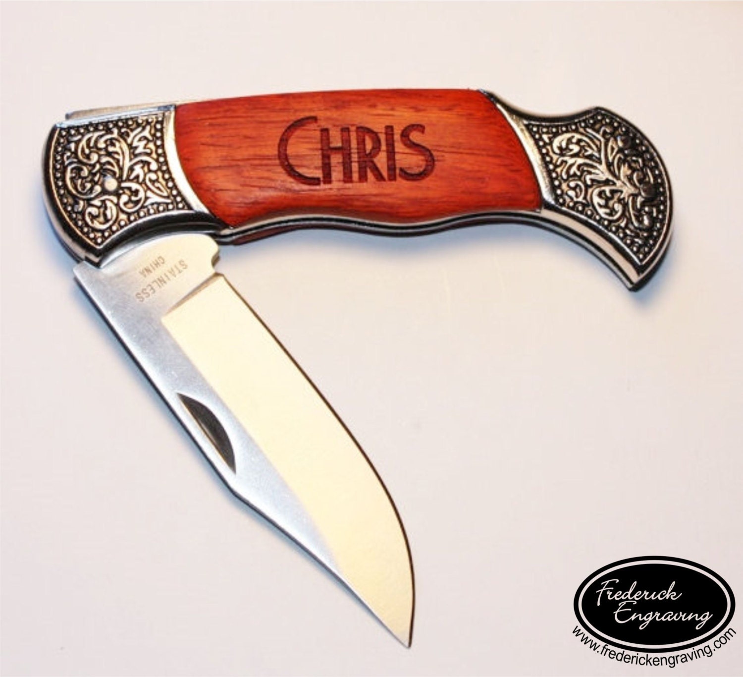 Engraved Hunting Pocket Knife with Deco Grip by FrederickEngraving