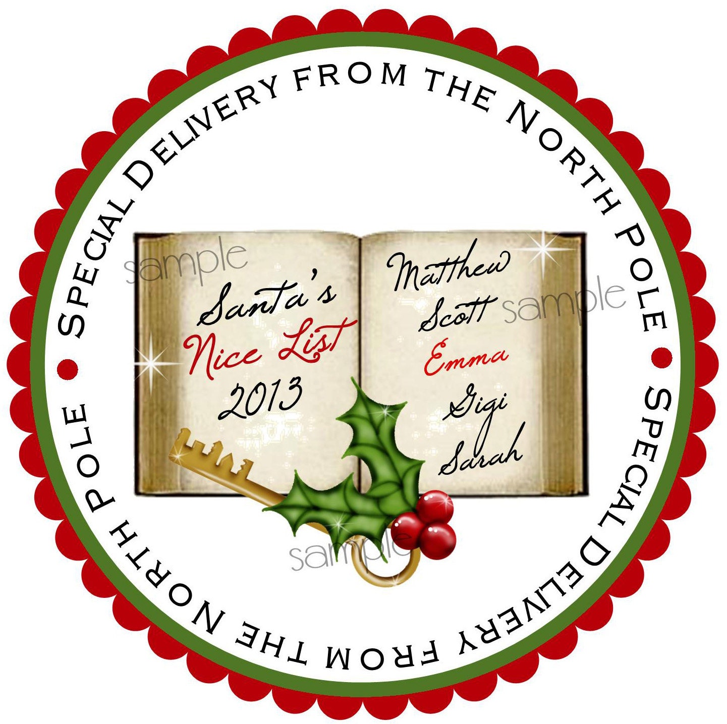 Christmas Stickers, Santas Christmas Book, Nice List, Christmas,Holiday, Labels,Seals, Gift stickers, Family, Children,set of 12 Il_570xn