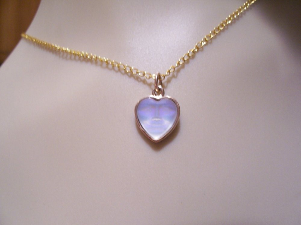 Pretty Moonstone Heart Necklace