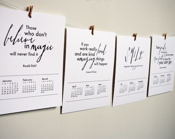 2014 Letterpress Wall Calendar - Inspirational Quotes.