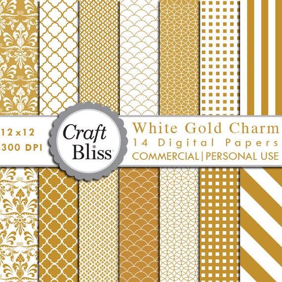 White Gold Paper Gold Digital Paper Pack Commercial Use Digital Scrapbooking Papers Christmas Gift Wrap Wedding Invitation White Gold Charm Il_570xn