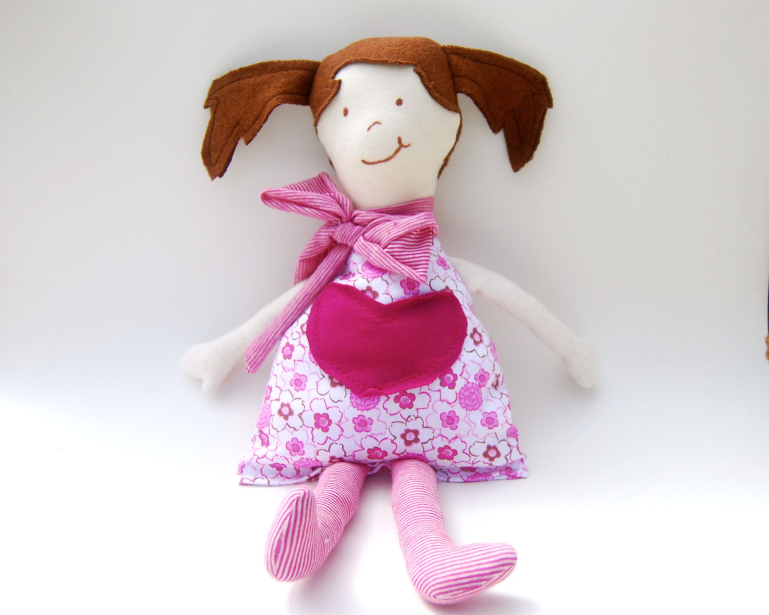 Valentine's Day Organic Cloth Doll - Eco Friendly - Organic Cotton - Little Girl - Rag Doll - Handmade - SoulRole