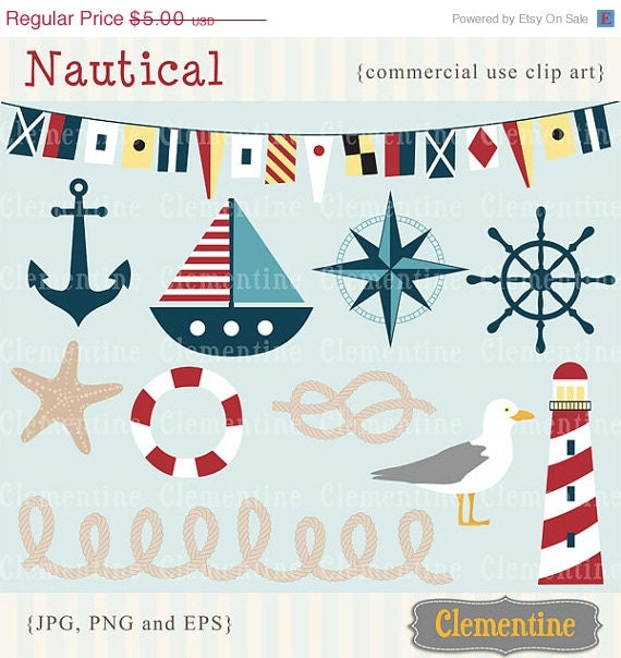 40% OFF SALE Nautical clip art images, nautical clipart, nautical vector, royalty free clip art- Instant Download Il_570xn