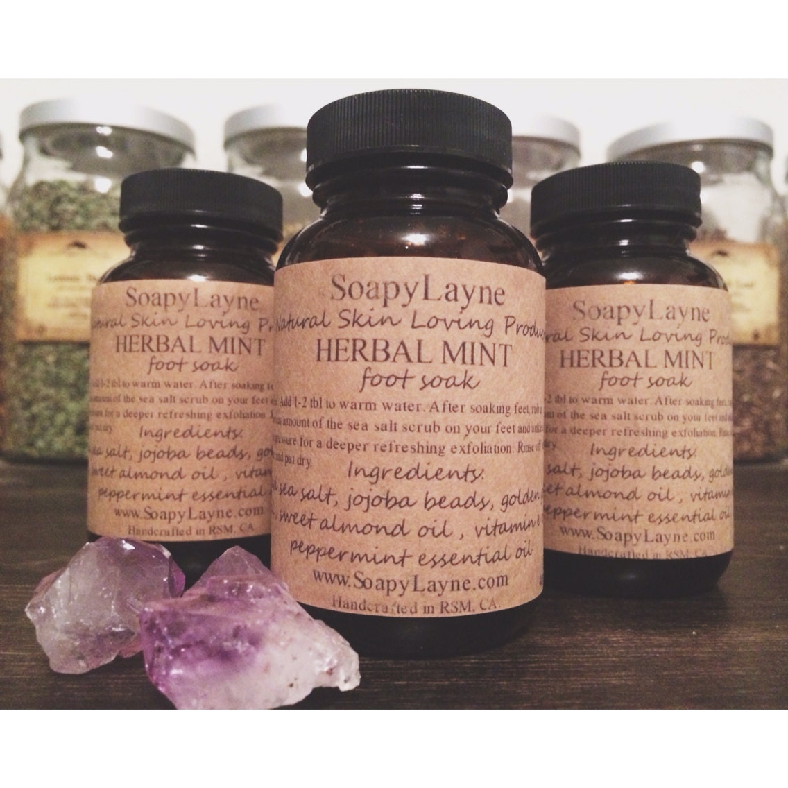 FOOT SOAK natural salt scrub peppermint foot scrub by SoapyLayne