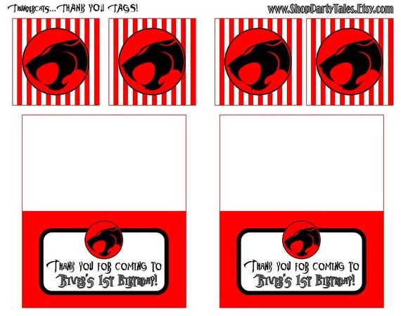 THUNDERCATS Birthday Boy Party Printable THANK YOU favor tags Personalized by PartyTales Il_570xn