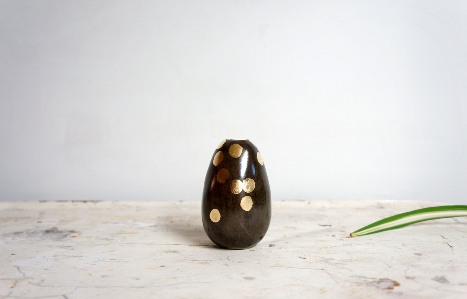 MADE TO ORDER espresso and gold mini bud vase - theobjectenthusiast