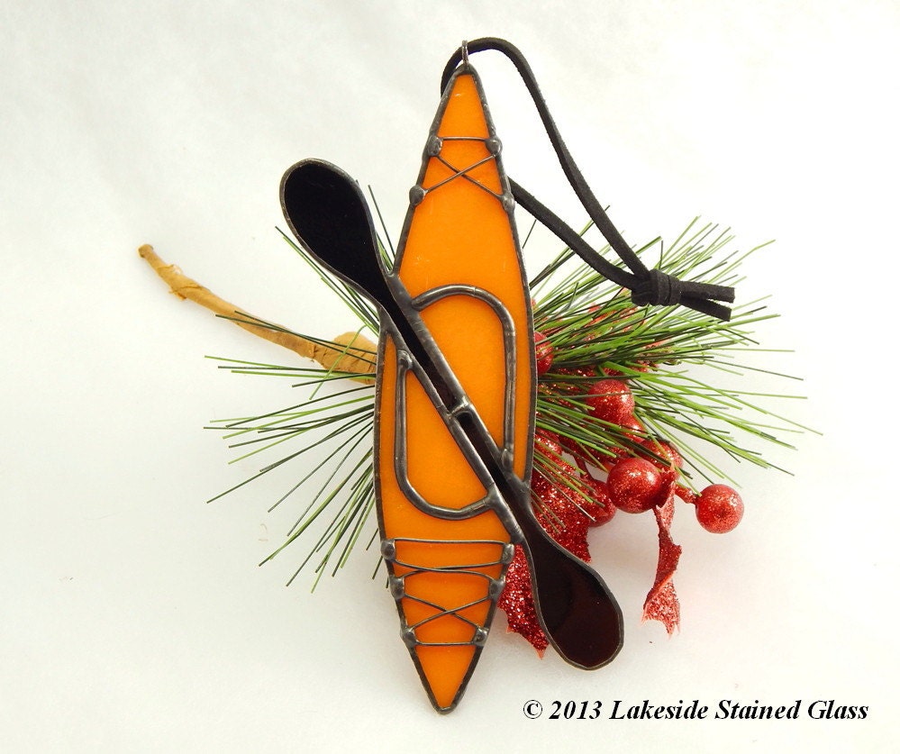 stained glass christmas ornament kayak by lakesidestainedglass stained glass christmas ornament kayak by lakesidestainedglass