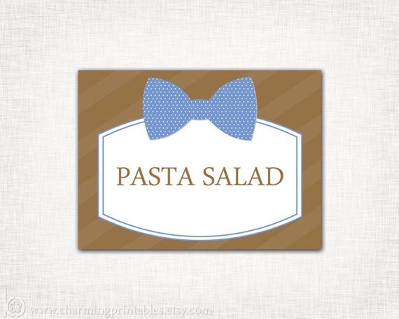 Bow Tie Labels - PRINTABLE PDF File - Blue Brown Bow Tie Baby Shower Birthday Party for Little Man - Bow Tie Collection Il_570xn