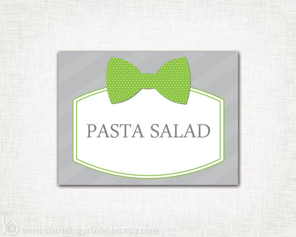 Bow Tie Labels - PRINTABLE PDF File - Green Gray Bow Tie Baby Shower Little Man Birthday Party - Bow Tie Collection Il_570xn