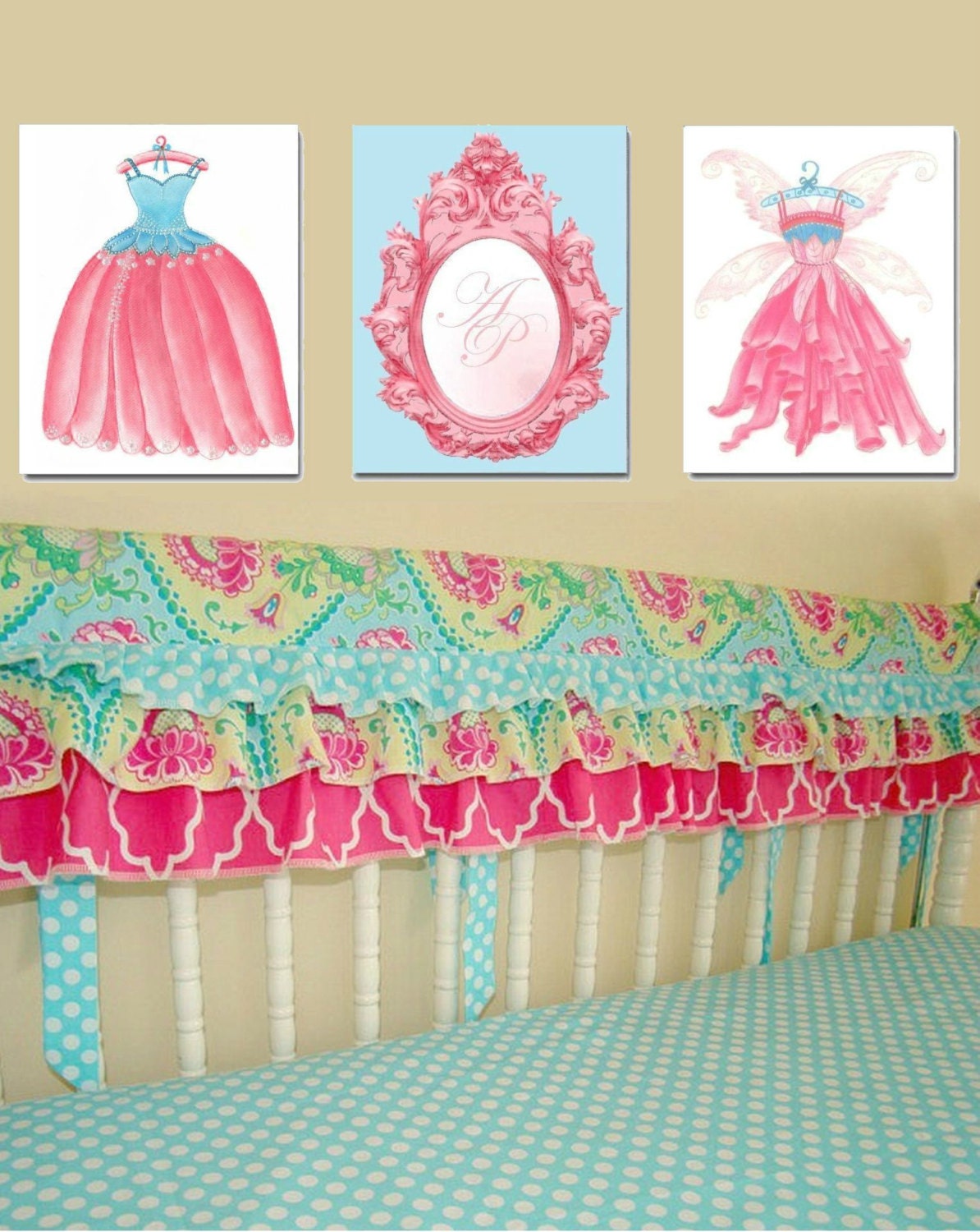 Fairies Nursery, Baby Girl Nursery, Fairies Art Decor, Kids Fairies Decor, SET OF 3 Prints, Initials Art, Girl Nursery Pink and Aqua Decor - handpainting Fairies Nursery, Baby Girl Nursery, Fairies Art Decor, Kids Fairies Decor, SET OF 3 Prints, Initials Art, Girl Nursery Pink and Aqua Decor - handpainting