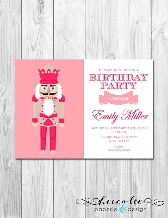 Birthday Party Invitation - Pink Nutcracker - DIY - Printable Il_570xn