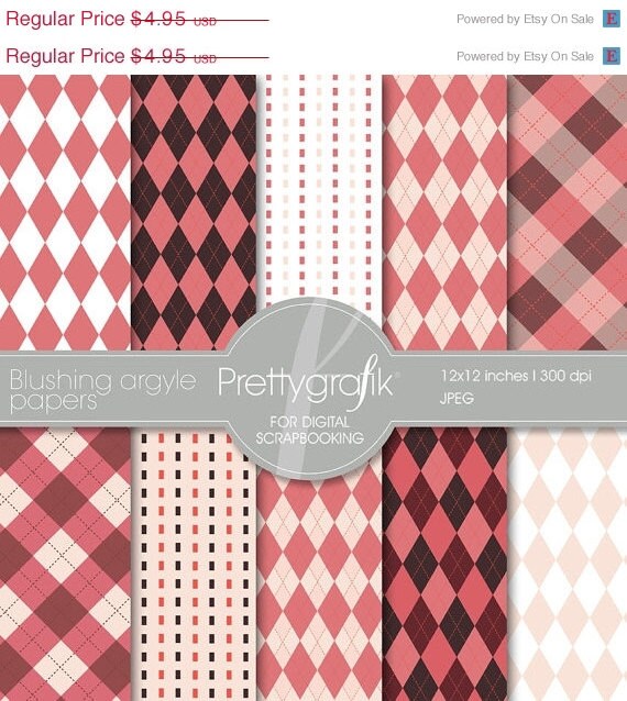 70% OFF SALE Blushing Argyle digital paper, commercial use, scrapbook papers, background - PS514 Il_570xn