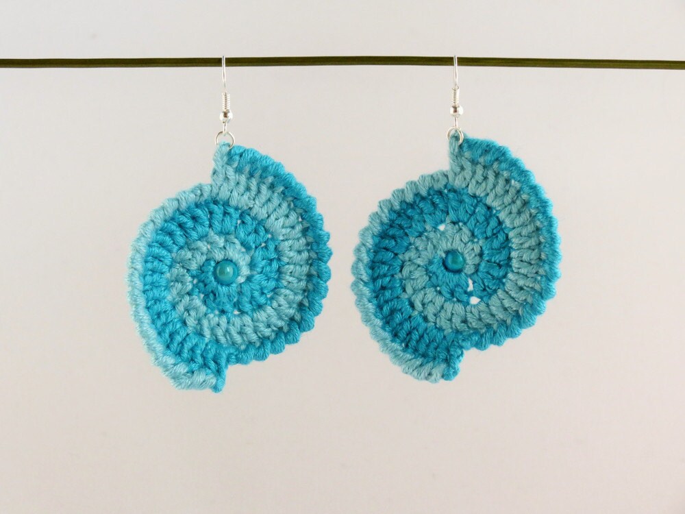 Seashell Crochet Earrings With Beads By Jandmcraftcorner On Etsy