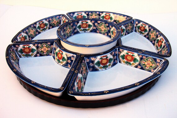 Japanese Imari 7 Pieces Porcelain Lazy Susan by LotusInTheWind