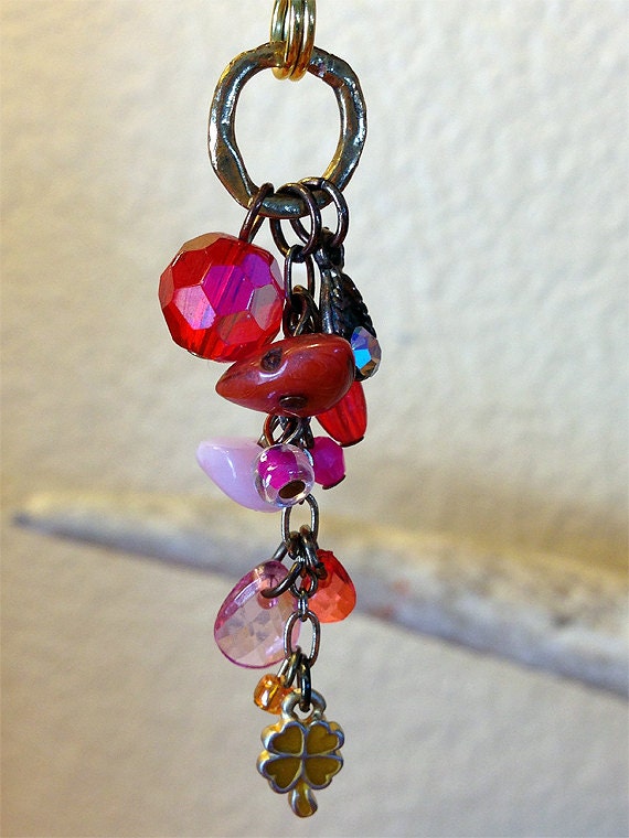 Pink and gold crystal and stone vapor charm by ClairesSpot on Etsy