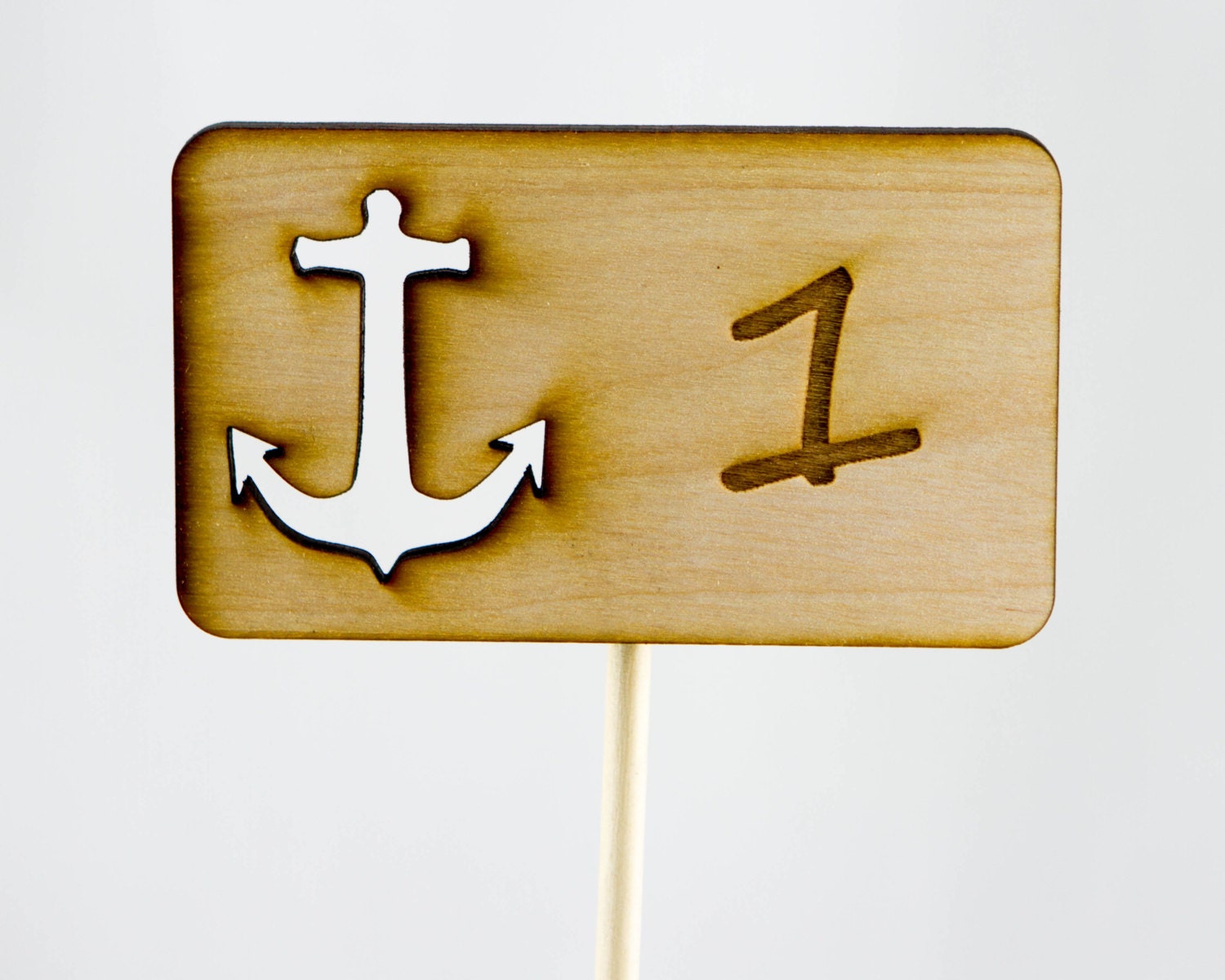 Anchor Rustic Wood Table Numbers -Nautical Theme Laser Engraved Wedding Decor, Natural Wood Party Accessory Shabby Chic Country Wedding Sign