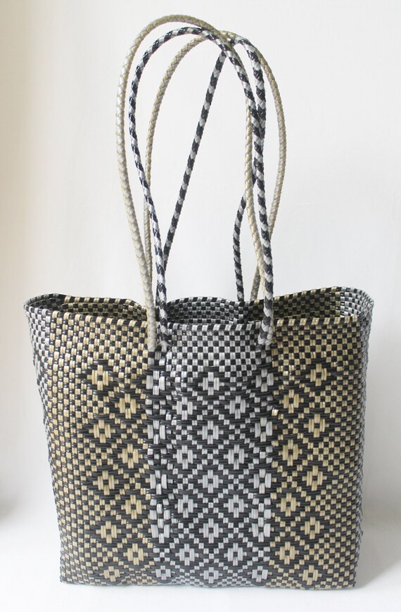 Woven Plastic Tote Bag by Artisans in Mexico by AlegriaHome