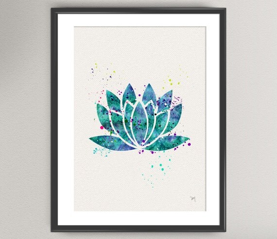 YOGA LOTUS Nº2 Watercolor Art Print Lotus Flower by oinkartprints