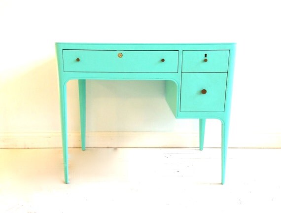 Petite Vintage Desk In Chevy Blue