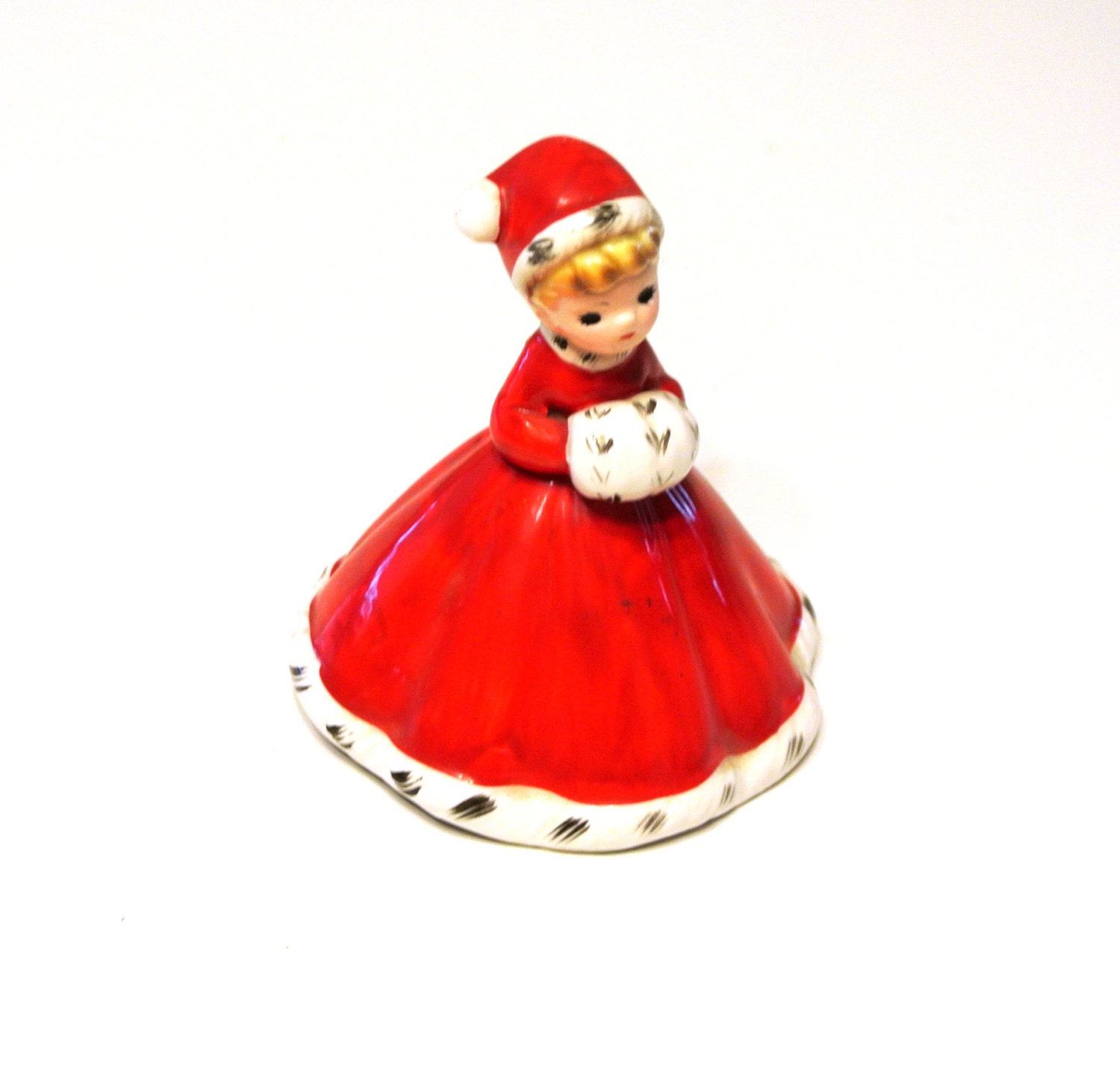 Josef Originals Christmas Figurine Bell Girl Red by LeighaBee